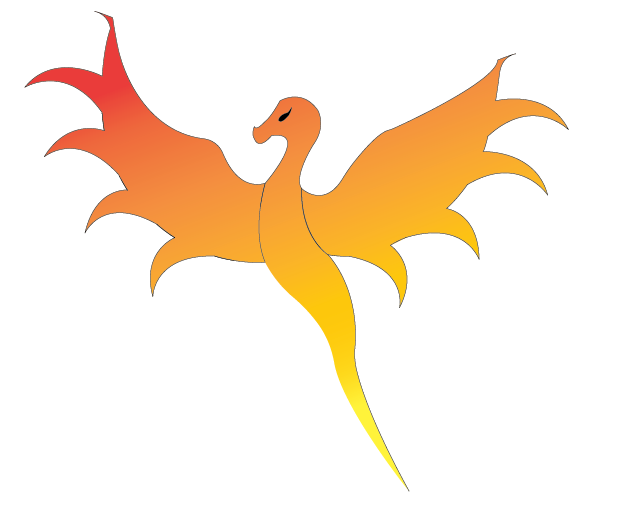 dragon with a red to yellow gradient